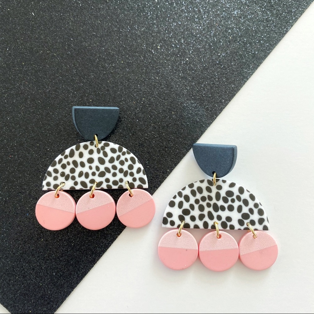 Dangling Abstract Earrings - Leopard Print